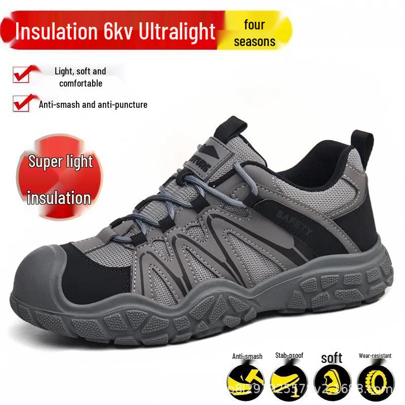 Men's Summer Breathable Steel Toe Work Shoes - Anti-Smash, Anti-Puncture, Insulated Safety Footwear for Construction.