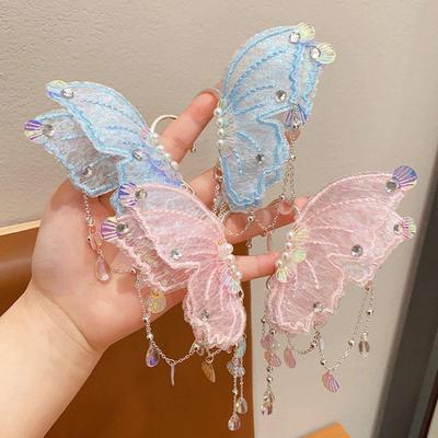 Vintage Cute Children's Earrings Halloween Cosplay Girls Mermaid Elf Ear Cuffs Baby Princess Fairy Tassel Ear Hooks