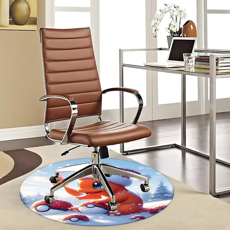 

1pc Christmas Charmander Pokémon Round Carpet - Anime Design, Holiday Gift, Suitable for Office Chair Mat, Home Decor, Living Room 80cm