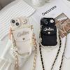 For IPhone17 Wallet Card Case Phone Case for Apple 16 Bow Pearl 14 Bracelet 13 Precision Hole XR Flower