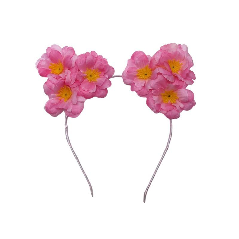 

Simulation yellow daisy flower headband cat ear headband, fabric sunflower headgear рожевий