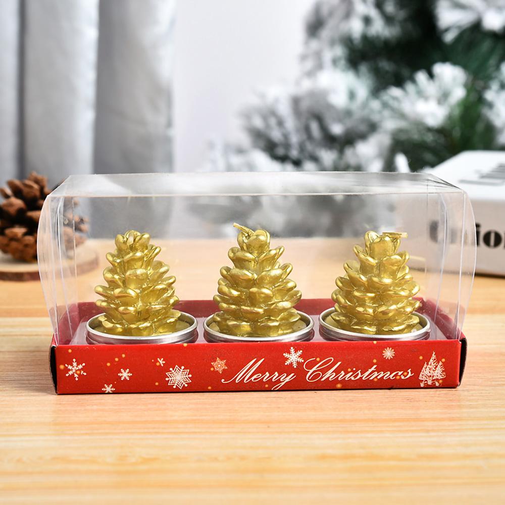 3pcs Christmas Craft Gift Candle Painted Decoration Christmas Gift Valentine'S Day Confession Proposal Props
