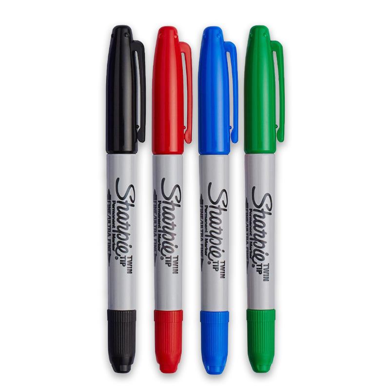 4colors/Lot Sharpie 32000 Fine Marker Pen Twin Tip Markers Quick Dry Ink Smooth Writing for Office,Laboratory,Industrial