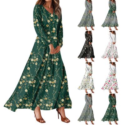 Women's Summer Dresses Casual Long Sleeve Maxi Dresses Cute Floral Maxi Dresses Wedding Guest Dresses Flowing Dresses