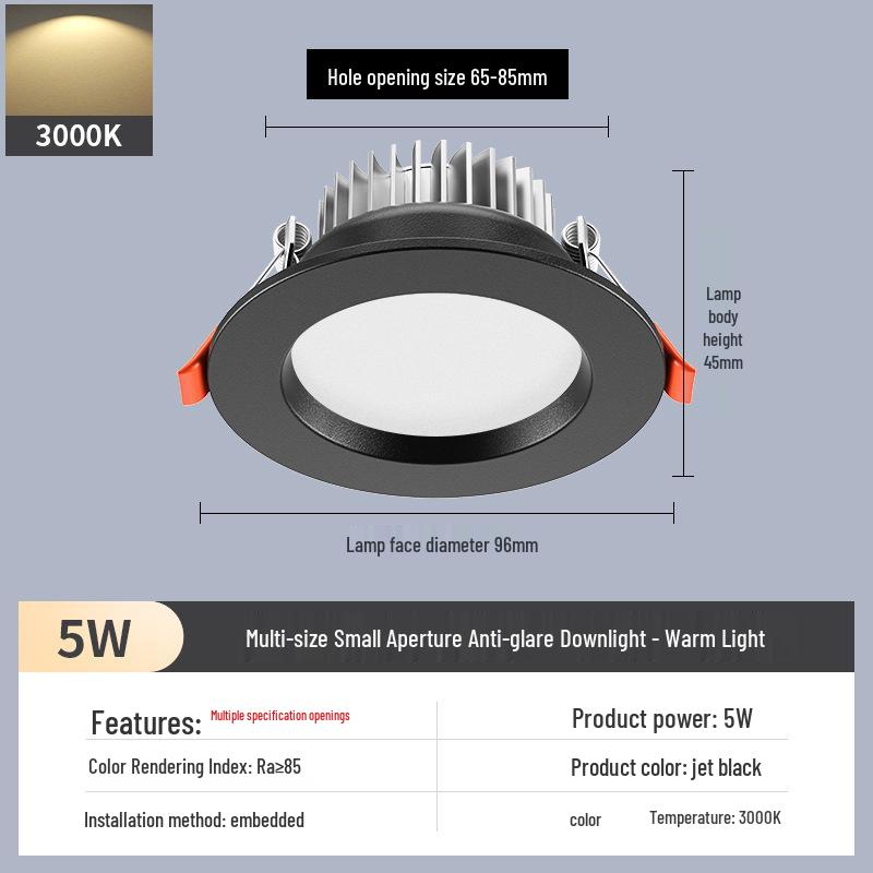 2-Inch Recessed Spotlight: Small Downlight for Ceiling In Living Room, Bullseye Hole Design, Opening Size 55.5cm X 606.5cm