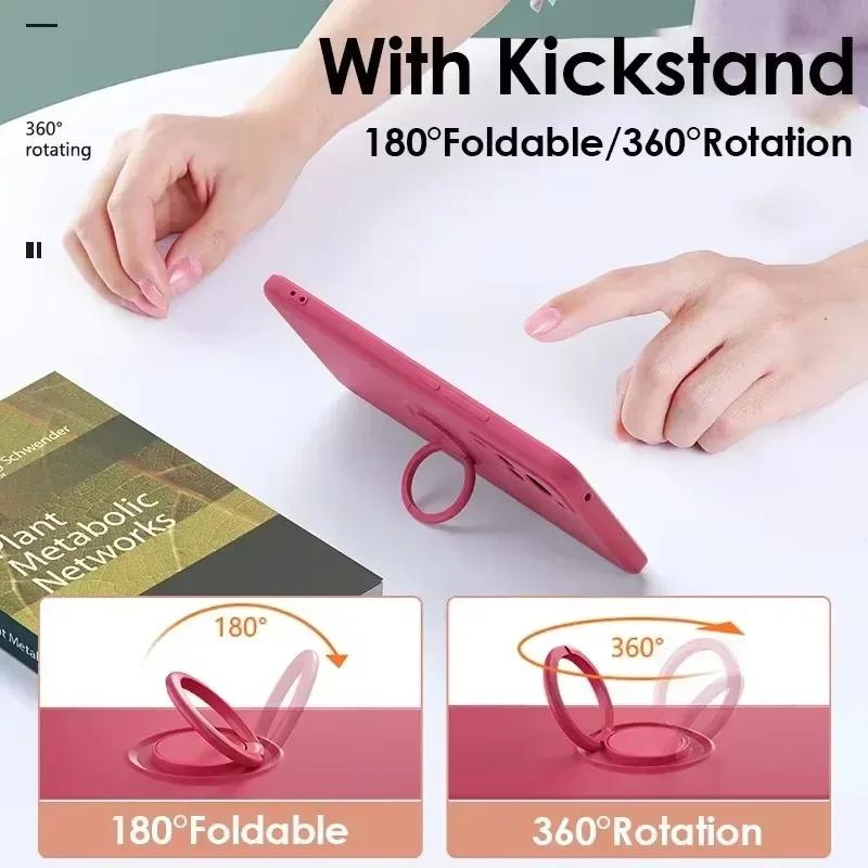 Liquid Silicone Magnetic Ring Holder Kickstand Phone Case for XiaoMi Redmi 13C Note 12 13 14 Pro Plus 5G Soft Protective Cover