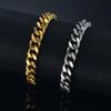 Punk Curb Cuban Link Chain Bracelet 21cm Gold Silver Color Stainless Steel 9mm Hand Chains For Women Men Jewelry Gift
