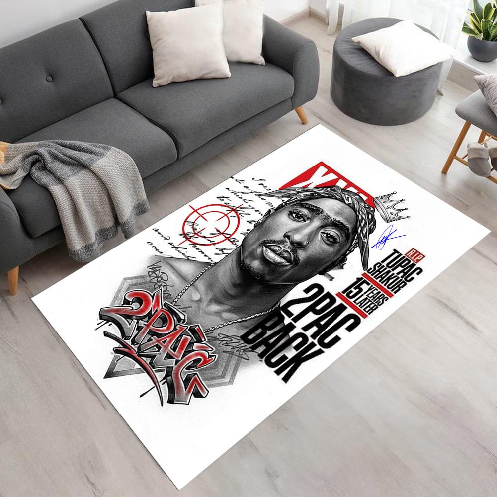 2pac Fußmatte Geeignet für Spielzimmer Eingangsbereich Esszimmer Balkon Rutschfester Teppich Anime Bürodekoration Perfektes Geschenk für Freunde & Familie