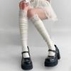 Lace Stockings Lolita Lace Patchwork Long Socks Women's Thigh-high Stocks Piles Of Socks Striped Cotton Over-the-knee Socks