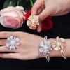Ki0076 Ring Bracelet Two-Piece Set Full Of Zircon Flower Combination Set.