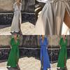 Elegant Women Deep V Neck Maxi Dress With Half Sleeve For Summer Beach Holidays