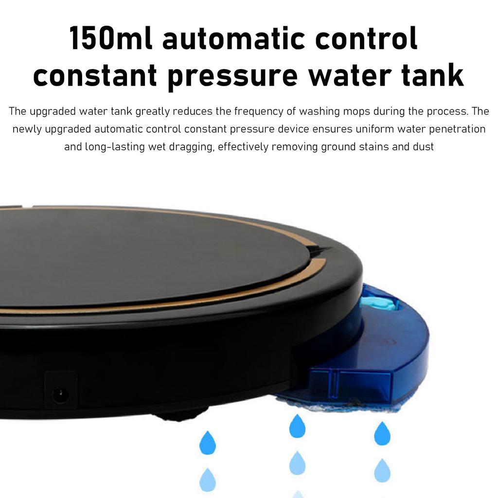 Ultra Thin Fully Automatic Robot Vacuum Cleaner Smart Robotic Vacuum Cleaner for Dust Hair Fluff Black With Water Tank 32x35 Cm