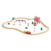 VEVOR Wooden Train Set, 39PCS, Wood Train Track with Magnetic Trains and Railway Accessories, Compatible with Major Brands, Small Town