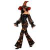 Halloweenský Dýňový Čarodějnický Temný Čarodějnický Kostým Set Off-Shoulder Síťované Rukávy Shapewear Dýňové Zvonové Kalhoty