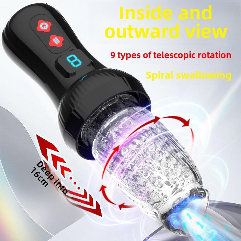 Airplane Cup Torch Automatic Telescopic Rotating Vibrating Male Masturbation Trainer Sex Products