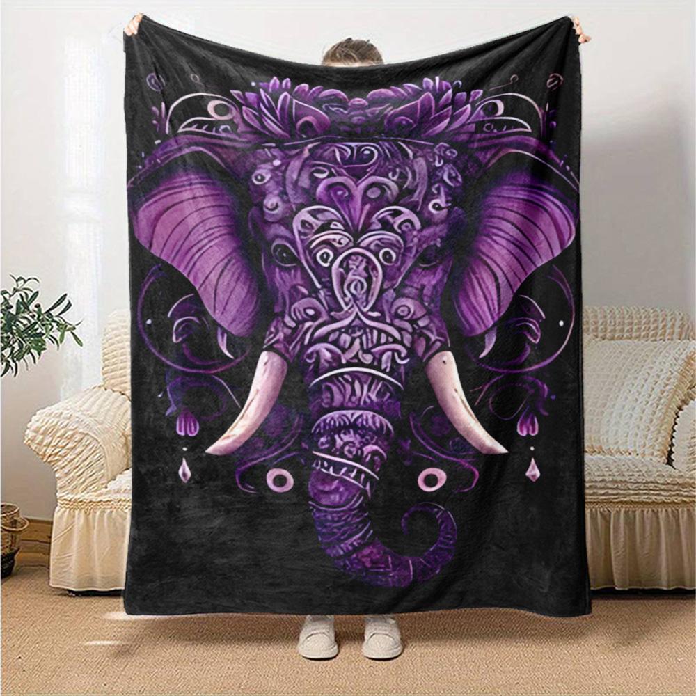 1pc Elephant Pattern Throw Blanket Soft Flannel, Cozy All Season Polyester Perfect for Home, Office