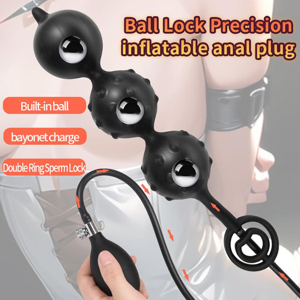 Inflatable Anal Plug Silicone Anal Ball Expander Butt Plug Dilator Prostate Massager Anus Extender Adult Sex Toys for Women Men