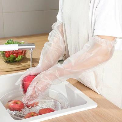 10Pcs/Bag Food Grade Extended Disposable Plastic Long Arm Gloves With Elastic Cuffs Household Arm Protection Gloves For Kitchen