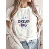 Women's White T-Shirt With Dreaming Floral Print And Text For Casual Wear