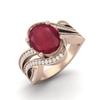 10x8MM Oval Shape Ruby 925 Sterling Silver Rose Vermeil Platinum Plated Solitaire Women Wedding Ring