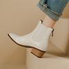 Fashion New Autumn Winter Women Boots Fashion Pointed Toe Chelsea Boots for Women Short Boots Women Chunky Heel Botas De Mujer Brown