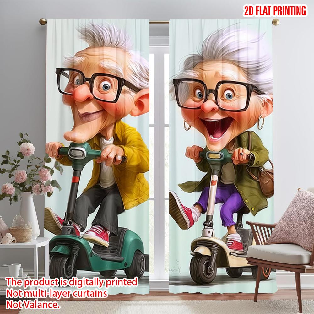 2pcs, plane printing Creative Curtains Creative ideas_ fun riding_ grandparents Versatile Durable Polyester (without rod)