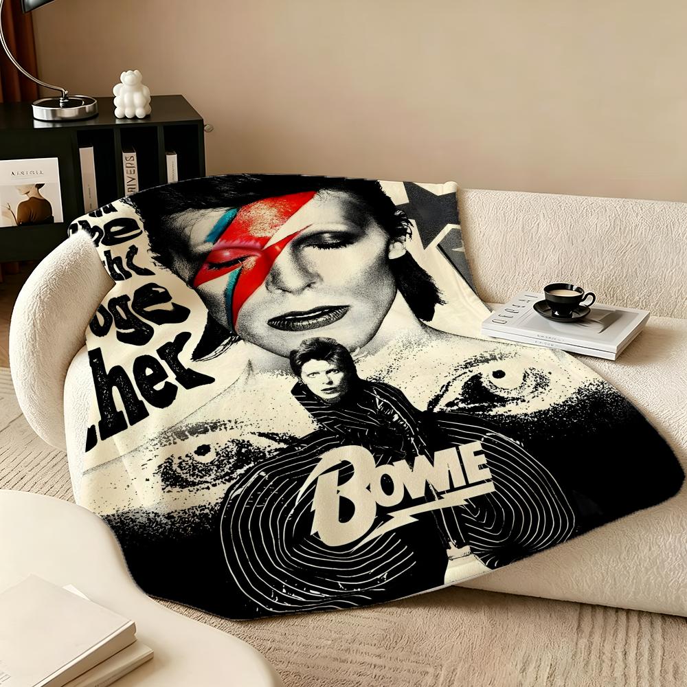 Music D-David Bowie Throw Flannel Blanket Perfect for Sofa Office Bed Travel Sleep Read Relax Camping Four Season Use