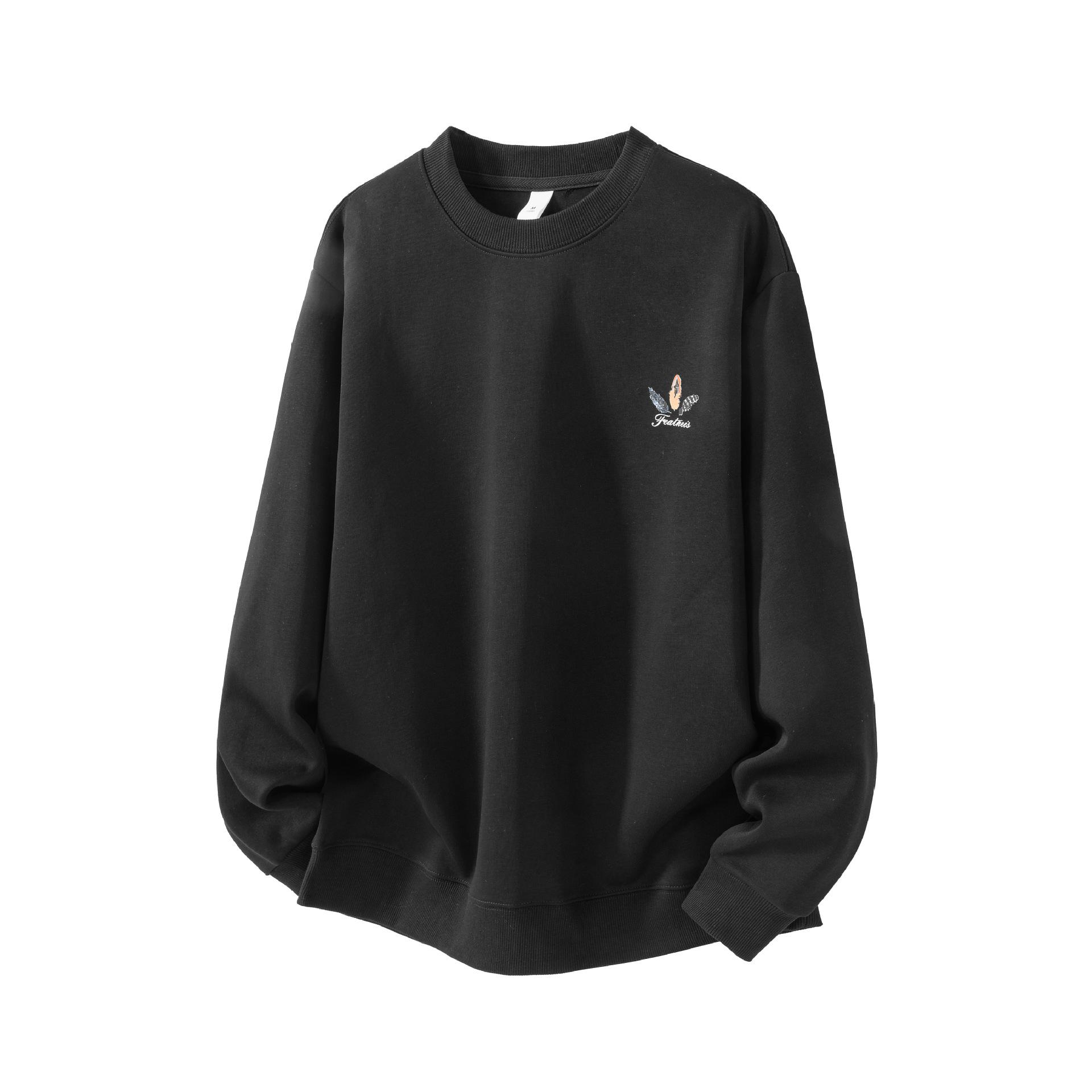 High Street Men s Trendy Printed Round Neck Loose Hoodie - Black, Dark Gray, Apricot 2XL