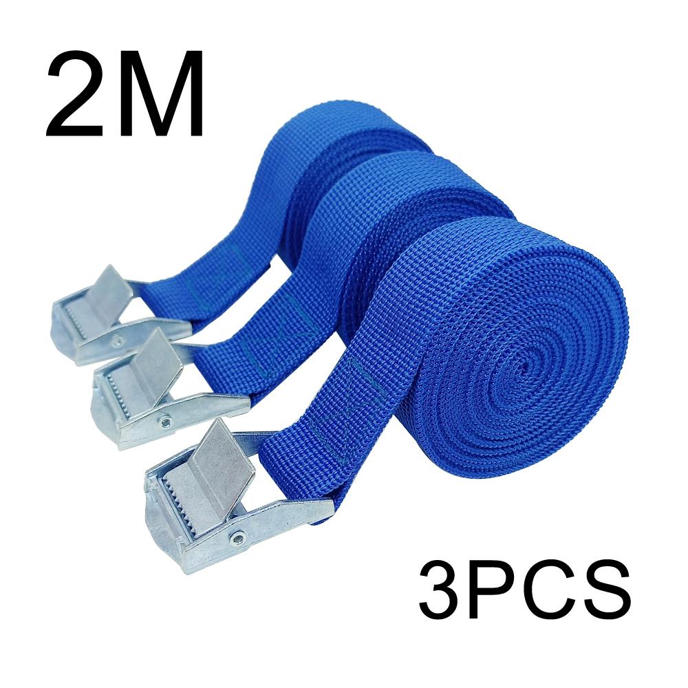 3pcs 2M Buckle Tie-Down Belt Cargo Straps for Car Motorcycle Bike with Metal Buckle Tow Rope Strong Ratchet Belt for Luggage Bag