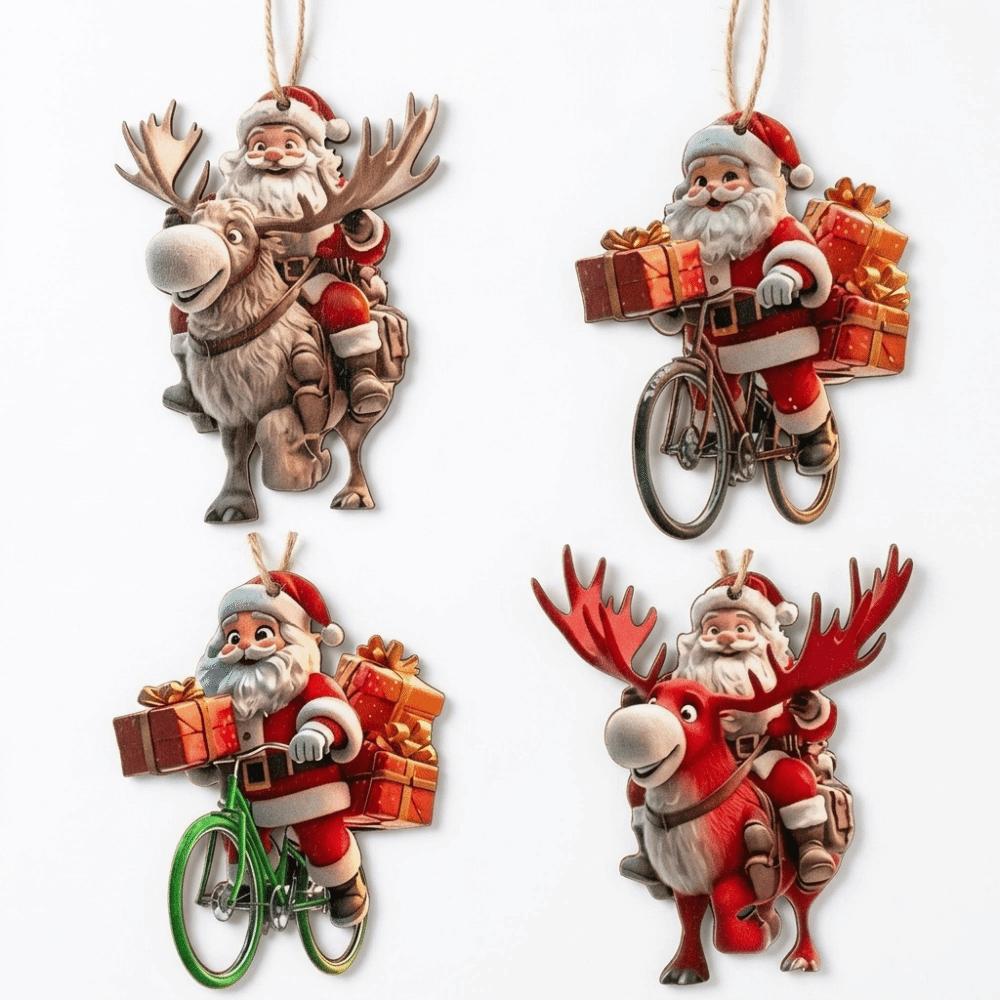 Unique Wooden Hanging Pendants Cute Christmas Decorations Set Office Decorations