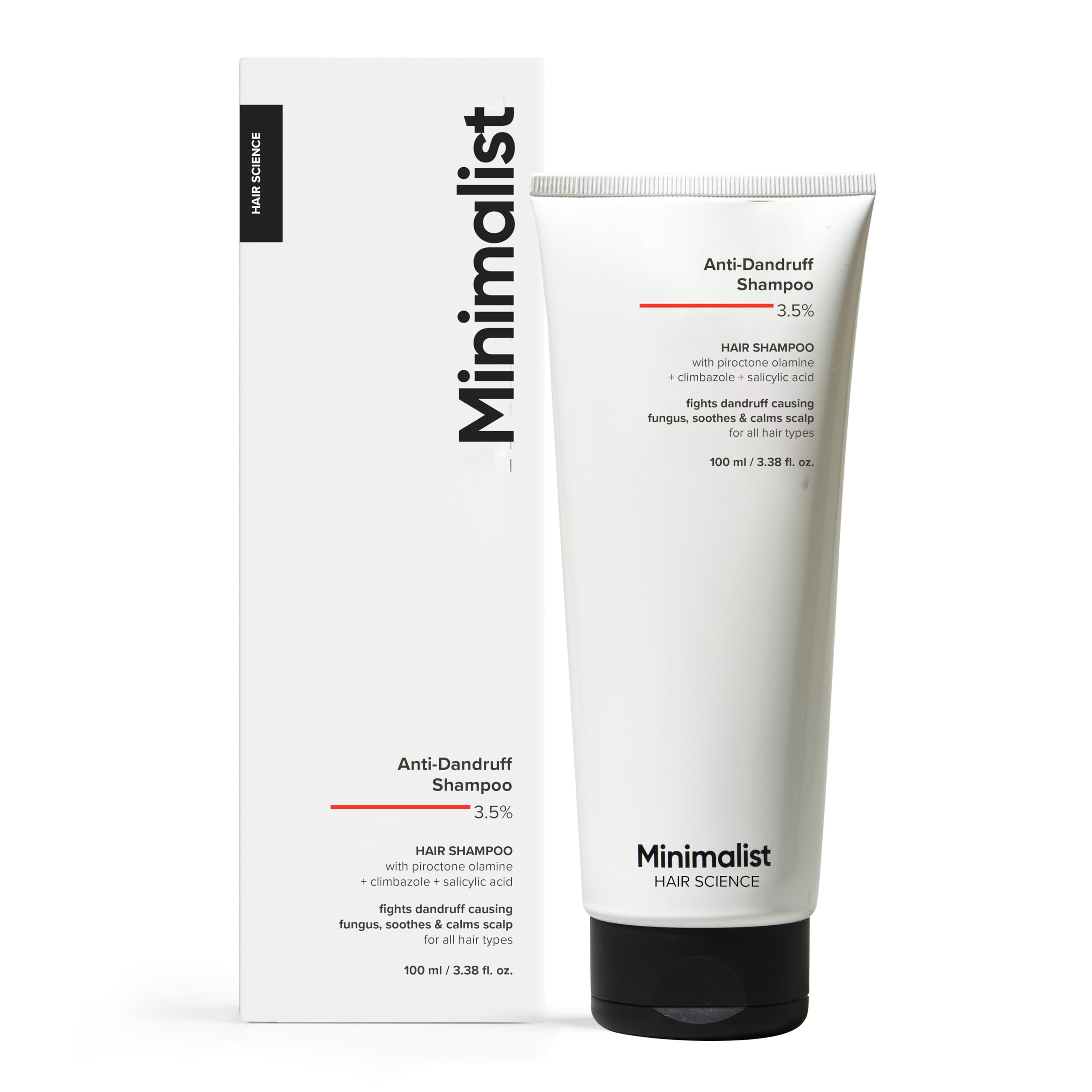 Minimalist Anti-Dandruff Shampoo | Clarifying Shampoo with Salicylic Acid, Climbazole & Piroctone Olamine | Remove Flakes, Soothes Itchy Scalp & Re