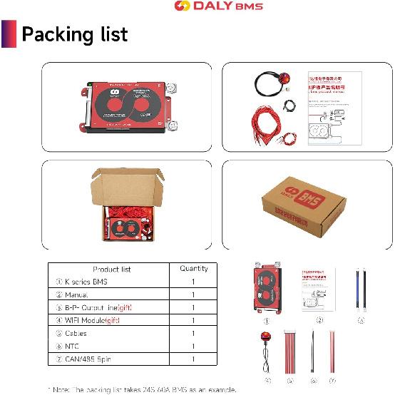 DALY Smart BMS 8S 24V 60A with WiFi Module and CAN 485 Communication Protection Board for Remote Monitoring of LifePO4 Lithium Battery Pack