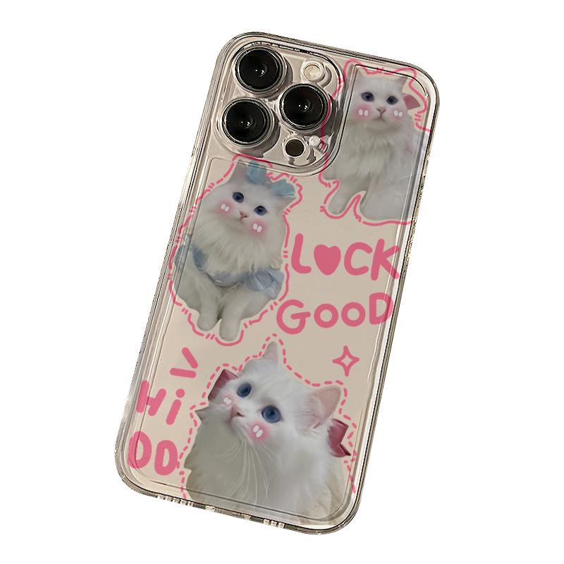Ins Three Cute Cats iPhone17Promax Mobile Phone Case Transparent and Suitable for Apple 16Pro Space Case 15
