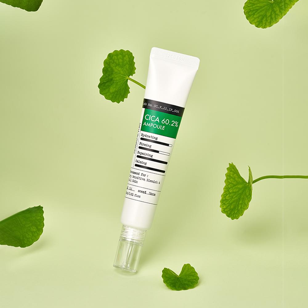DERMA FACTORY Cica 60,2% Ampulle 30ml – Beruhigende & Feuchtigkeitsspendende Pflege mit Centella-Extrakt, Koreanisch