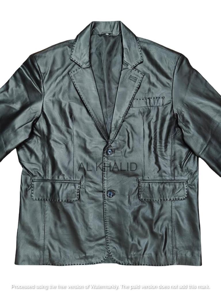 Men Lambskin Leather Business Stylish 100%Handmade Black Genuine Formal Blazer