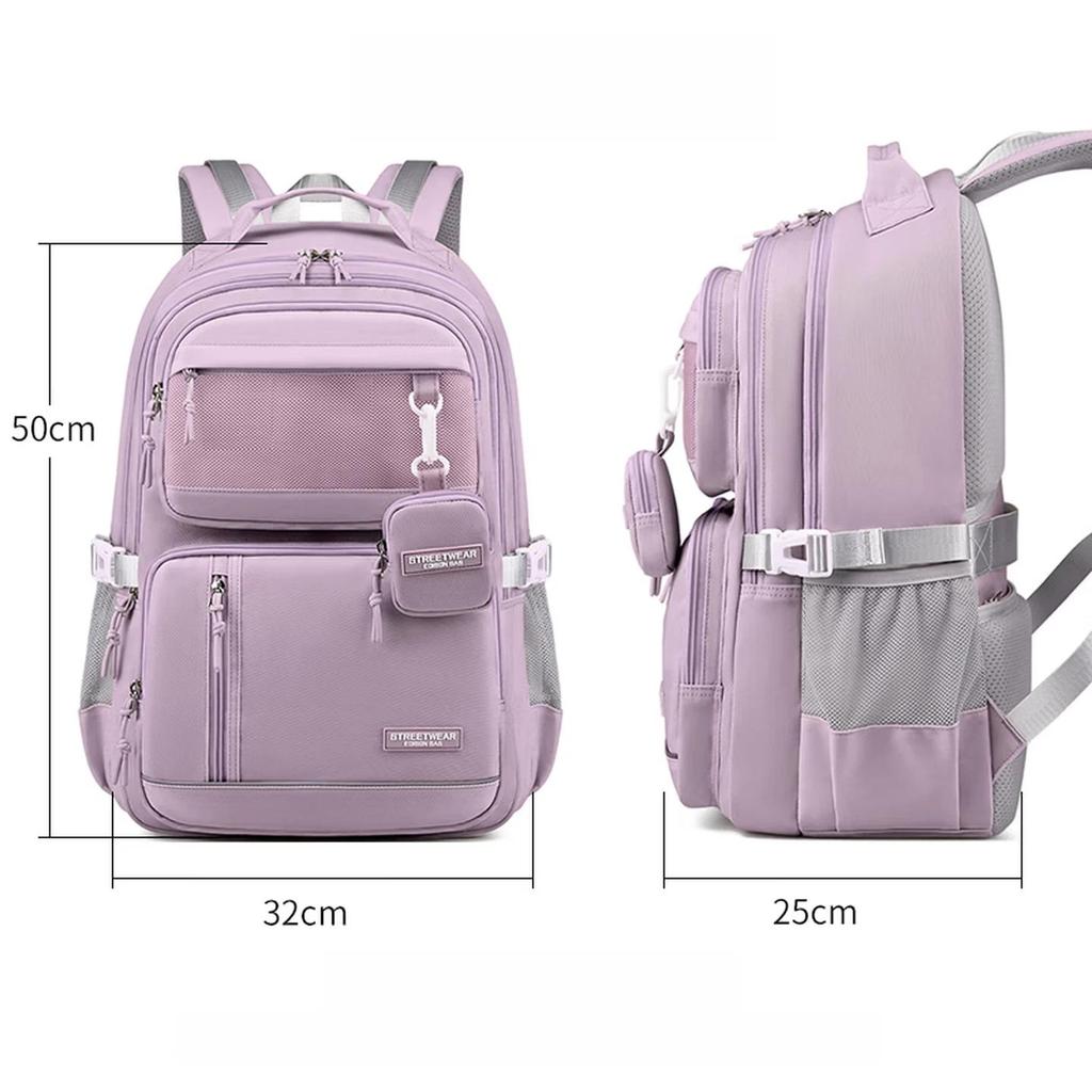 Edison Backpack, with Spine Protection, Lightweight, Reflective, Water-Resistant, Large Capacity, Travel Backpack 2486-5, Light Purple