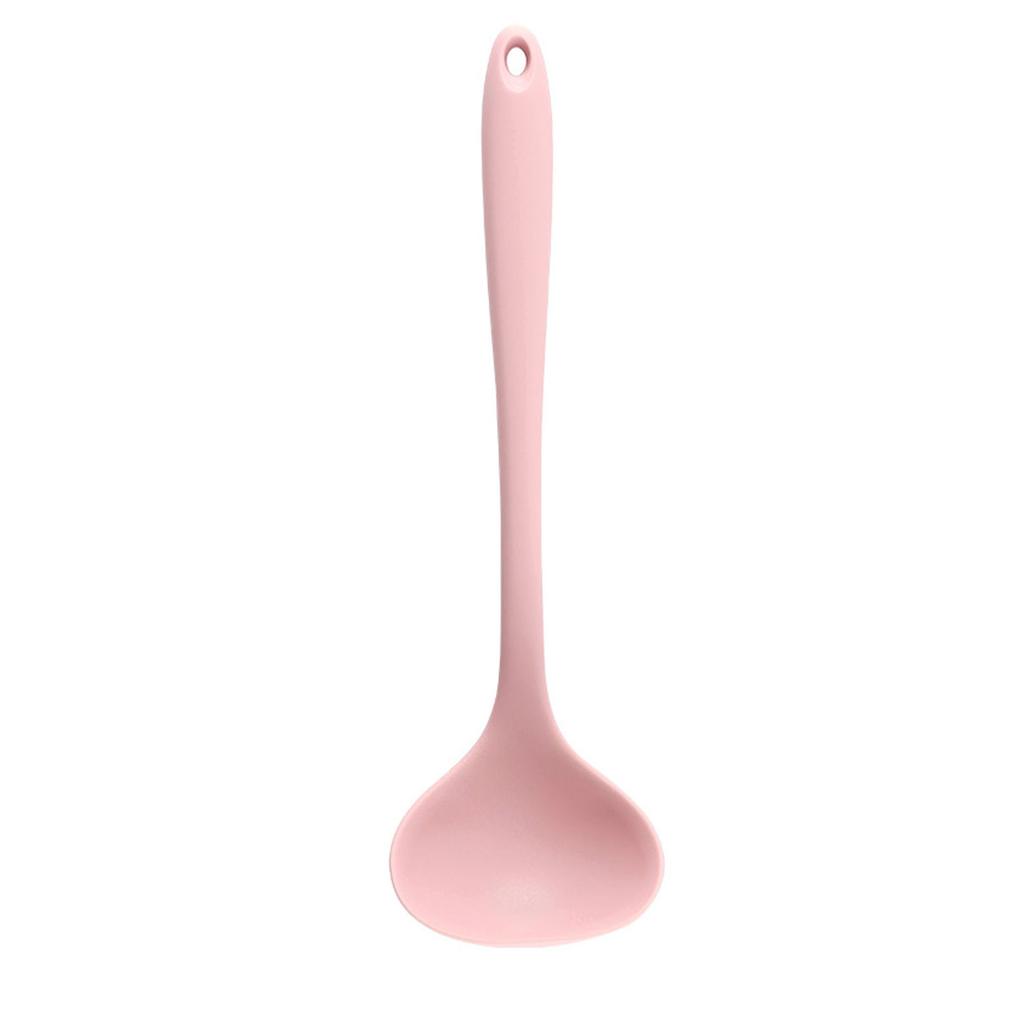 Soup Ladle Serving Spoon Silicone 11.2in Comfortable Grip Heat Resistant Kitchen Utensils for Dinner Home Pink