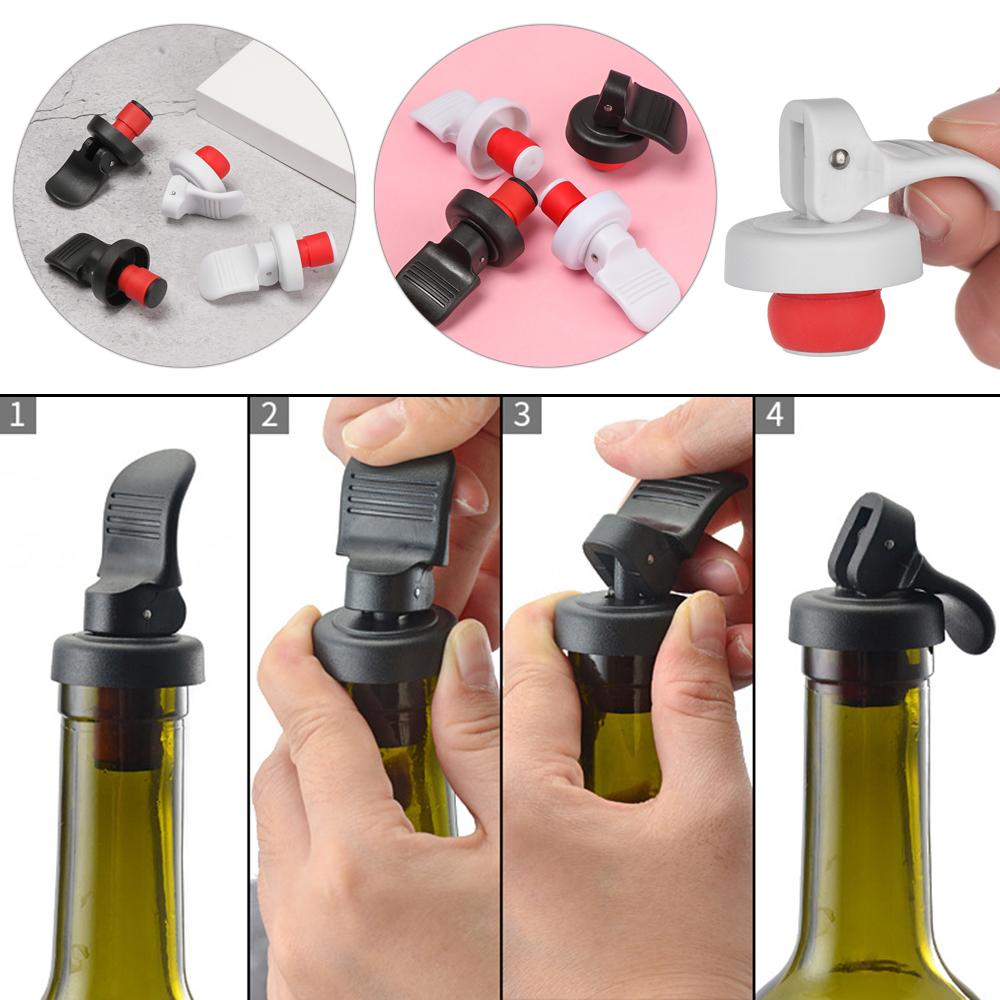 5pcs Wine Bottle Stopper Plastic Household Hand Press Champagne Wine Stopper Vacuum Sealed Storage Cap Wine Cork Plug Decanter