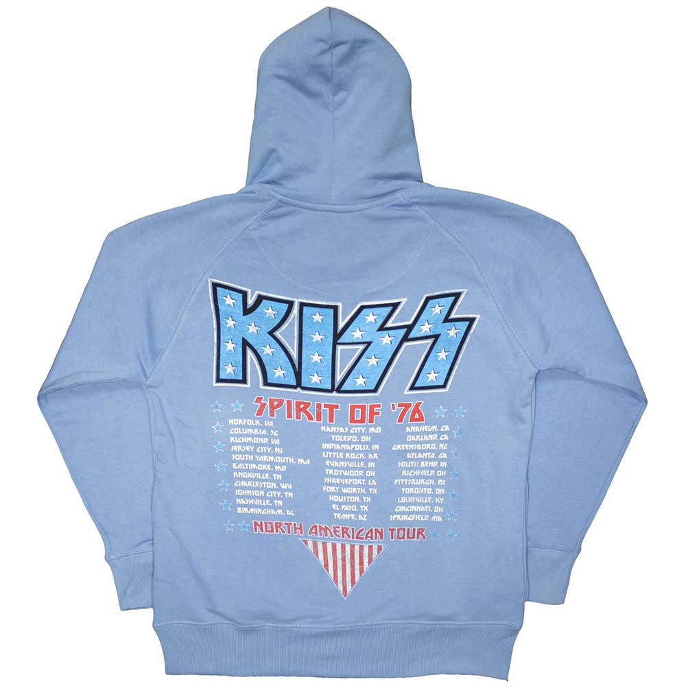 Kiss Unisex mikina s kapucí pro dospělé Americana se zadním potiskem