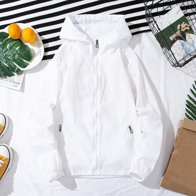 Men Summer Sun Protection Coat Hooded Long Sleeve Zipper Placket Anti-UV Jacket with Pockets Solid Color Outdoor Ice Silk Outwear