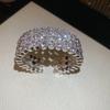 Metal diamond-set round opening bracelet, court style niche temperament bracelet, light luxury and high-end jewelry.