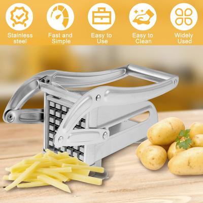 Stainless Steel French Potato Chip Cutting Machine Suction Cup Base Portable and Multifunctional Manual Food Cutting Tool