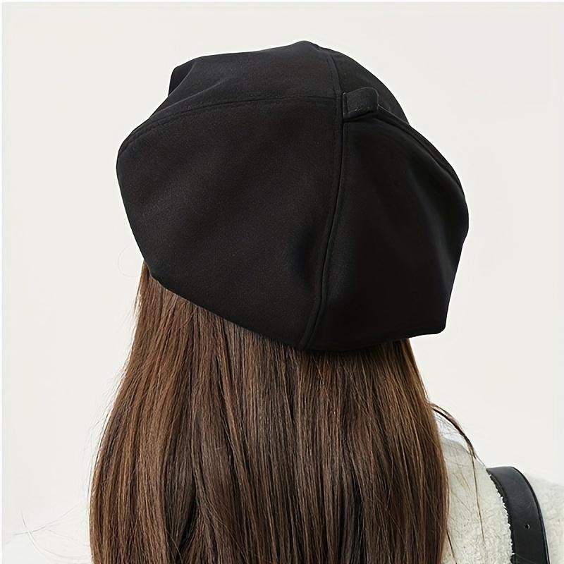 Béret à étiquette métallique pour femme, chapeau de ski décontracté rétro pour sports de plein air, cyclisme, automne et hiver