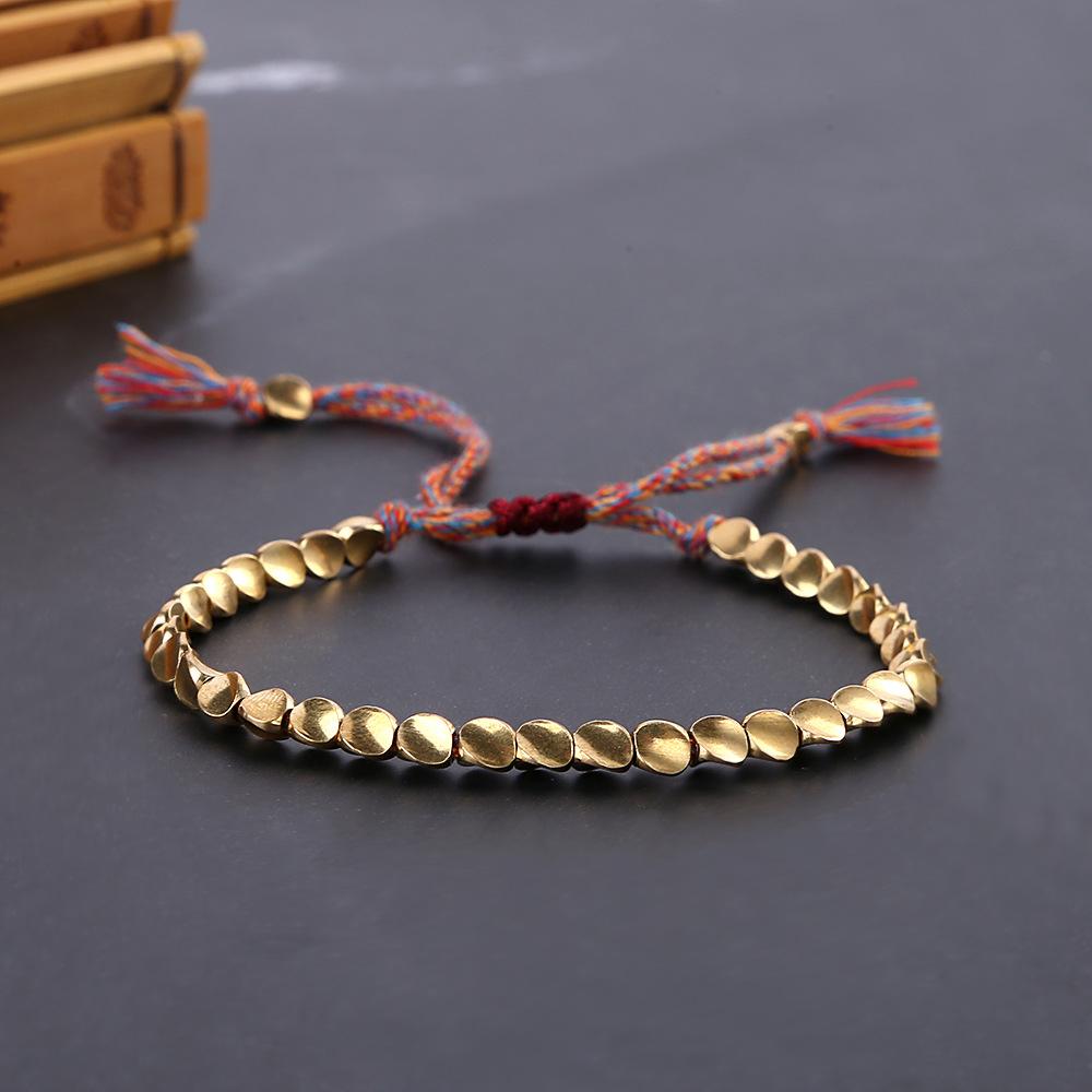 Lady's Braided Bracelet with Copper Beads and Tassels Braided Bracelet Vintage Braided Bracelet
