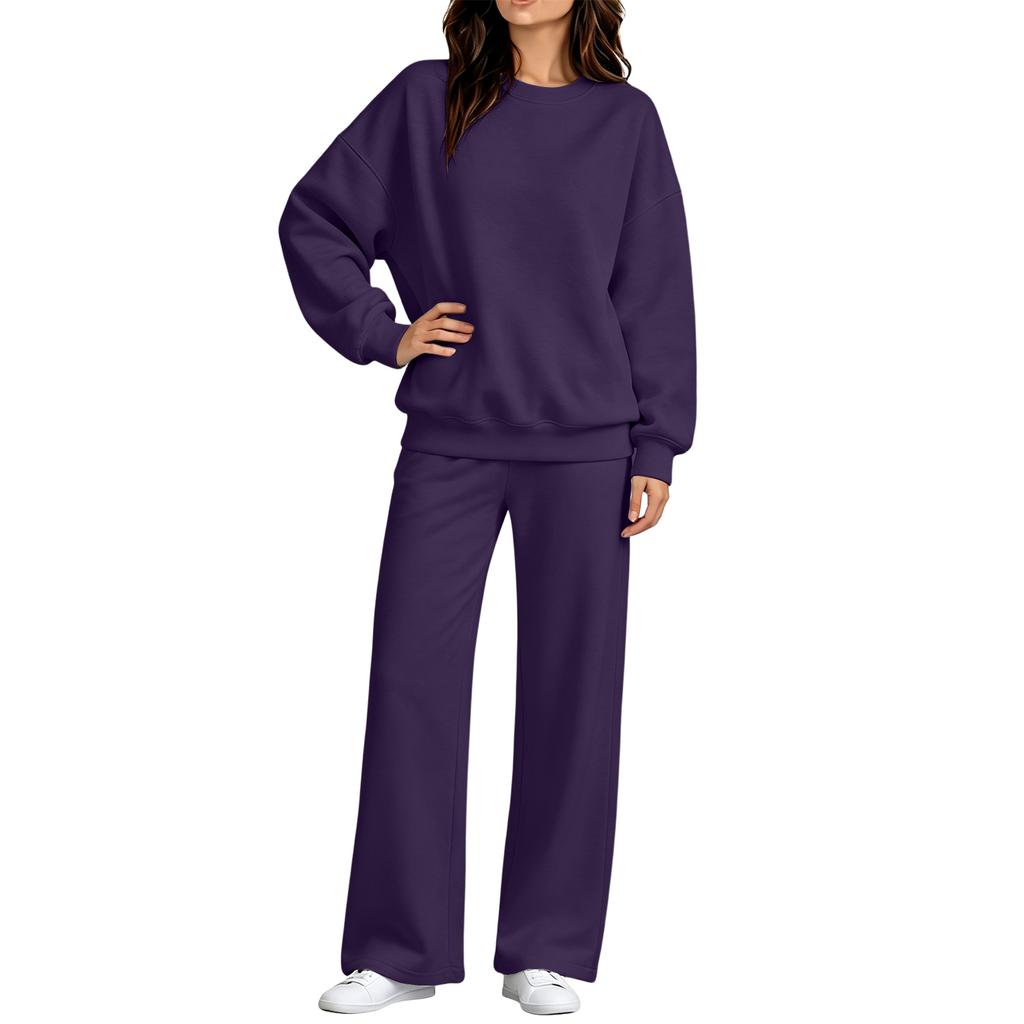 Women's Casual Comfortable Neck Sweatshirt and Pants Set for Fall Winter Outfit