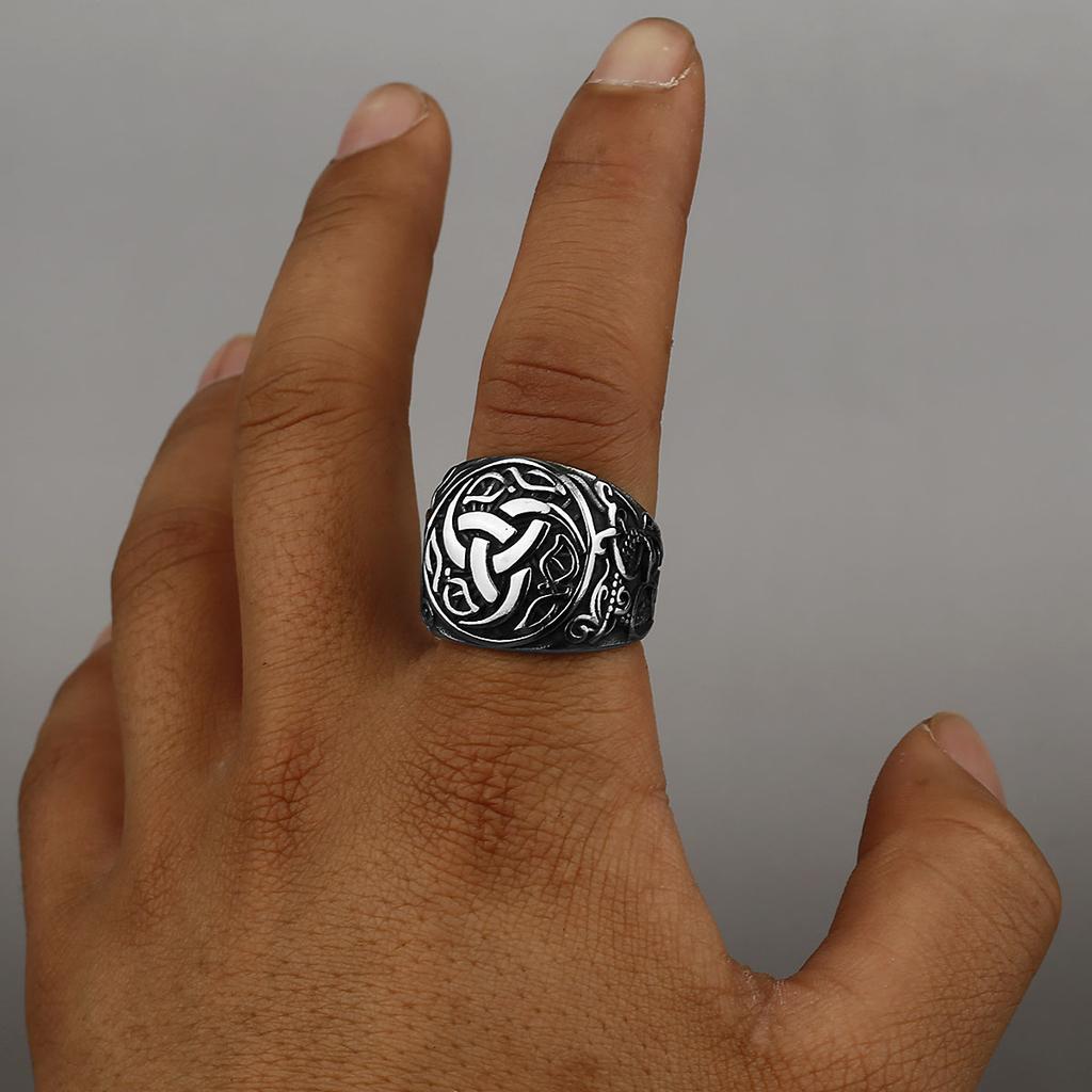 Viking Dragon Rune Stainless Steel Ring Mens Biker Hip Hop Celtic Knot Jewelry Gift Fashion Amulet