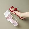 French Style Elegant Square Bows Designed Sandals for Women Summer New Open Toes Breathable Comfortable Back Strap Slippers