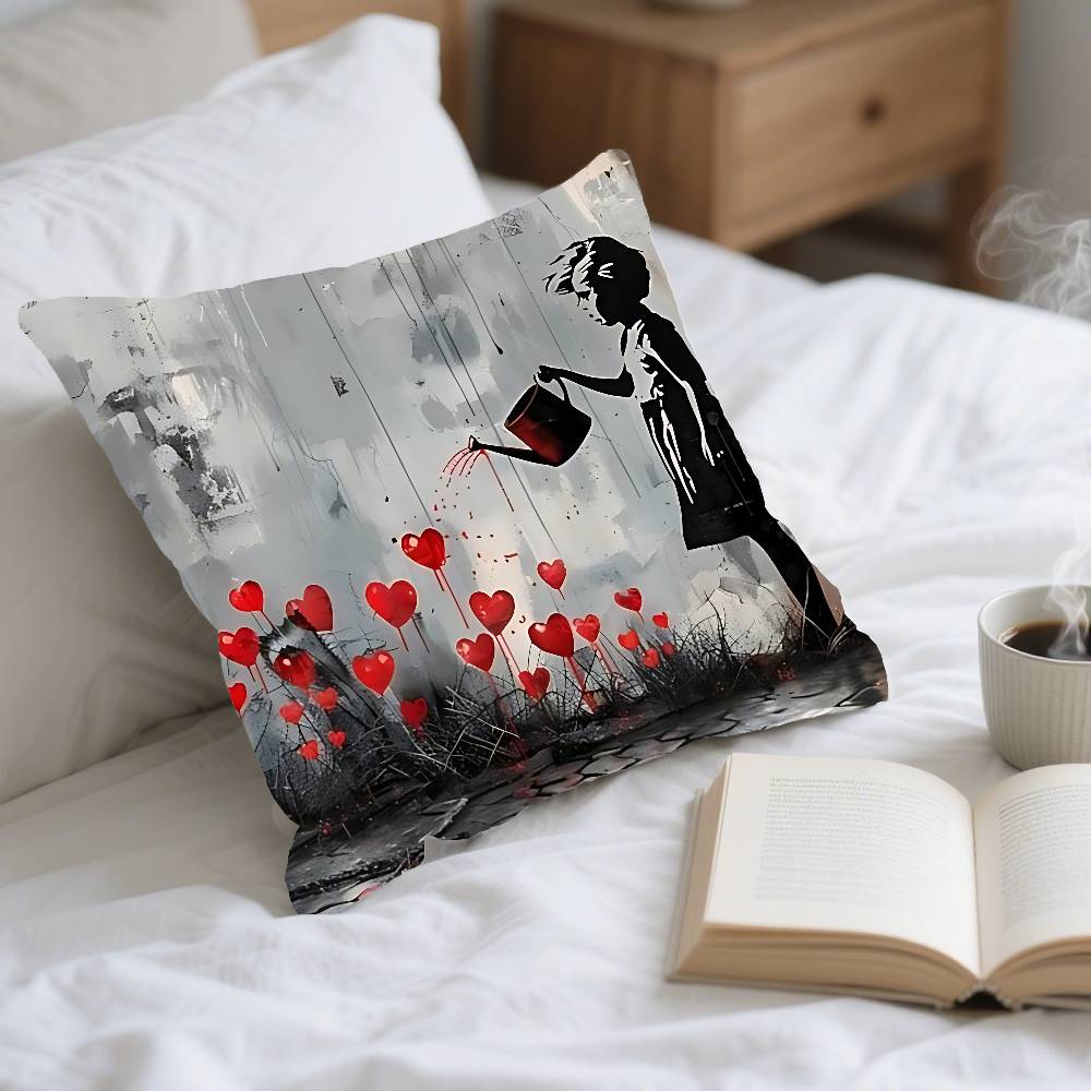 Banksy Street Graffiti Pillow Case Cushion Cover Soft Cute Throw Pillow Case For Car Sofa Pillowcase Polyester With Zipper