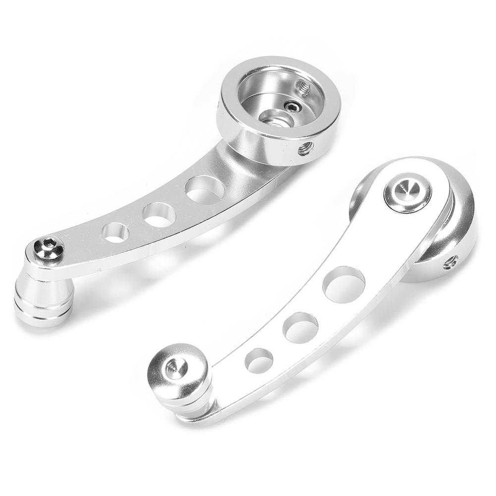 Silver 3in CNC Aluminum Alloy Window Crank Handle Kit Fits for Chevy Auto Accessory