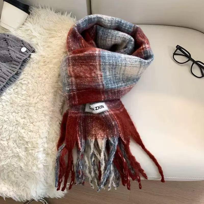Autumn And Winter  Korean Plaid Scarf Women'S Thick Atmosphere Warm Student Shawl Neck Scarf